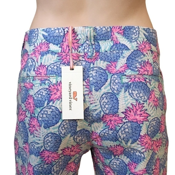 VINEYARD Vines Pineapple Catamaran Capri Pants Cropped Linen Cotton Blend - Picture 4 of 12